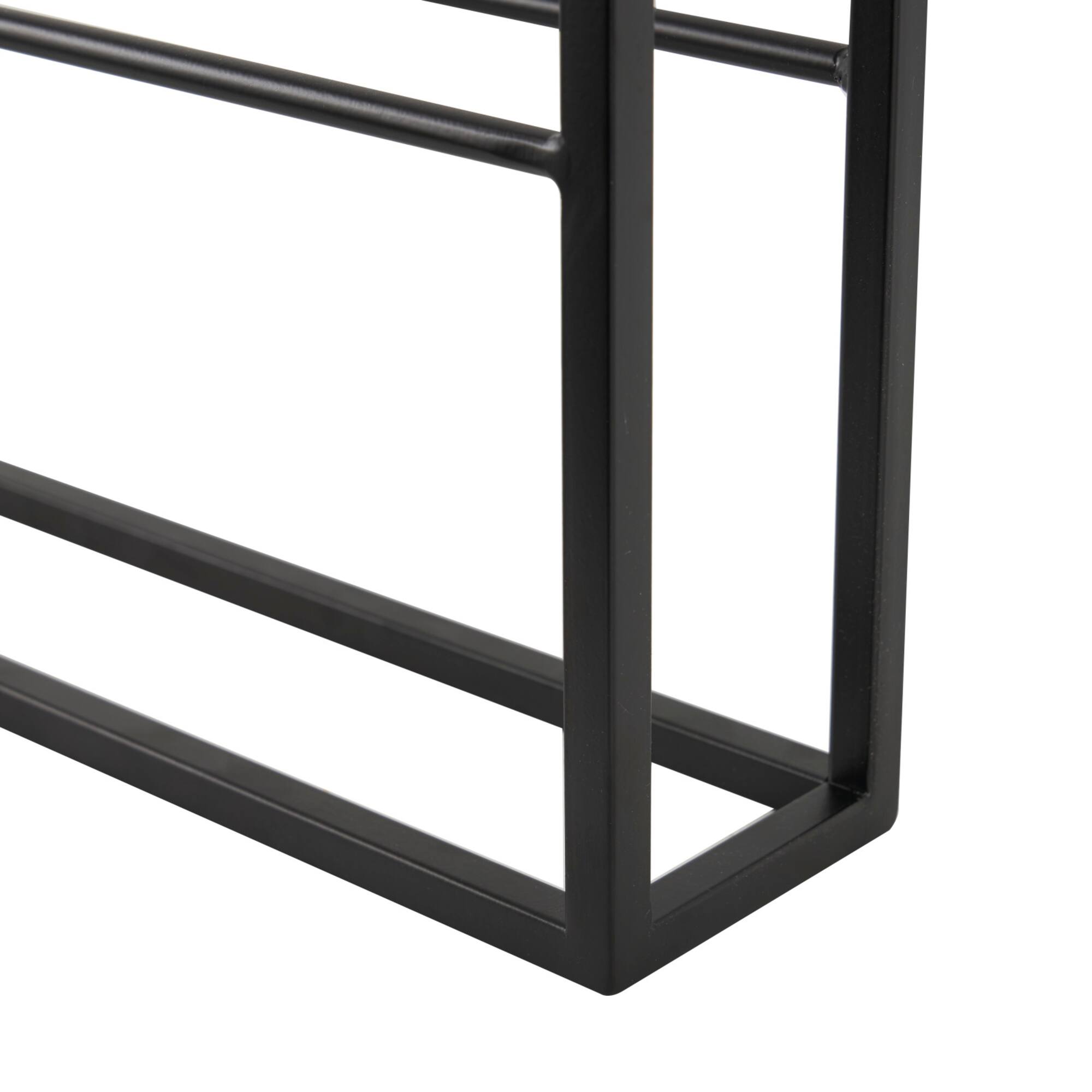 Black Metal Minimalistic 8 Bottle Wall Wine Rack with Open Style Frame